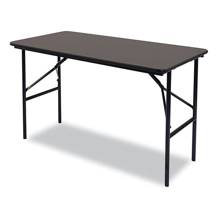 ICEBERG Rectangle Folding Table, 48" W, 24" L, 29" H, Walnut Top, Melamine 55304